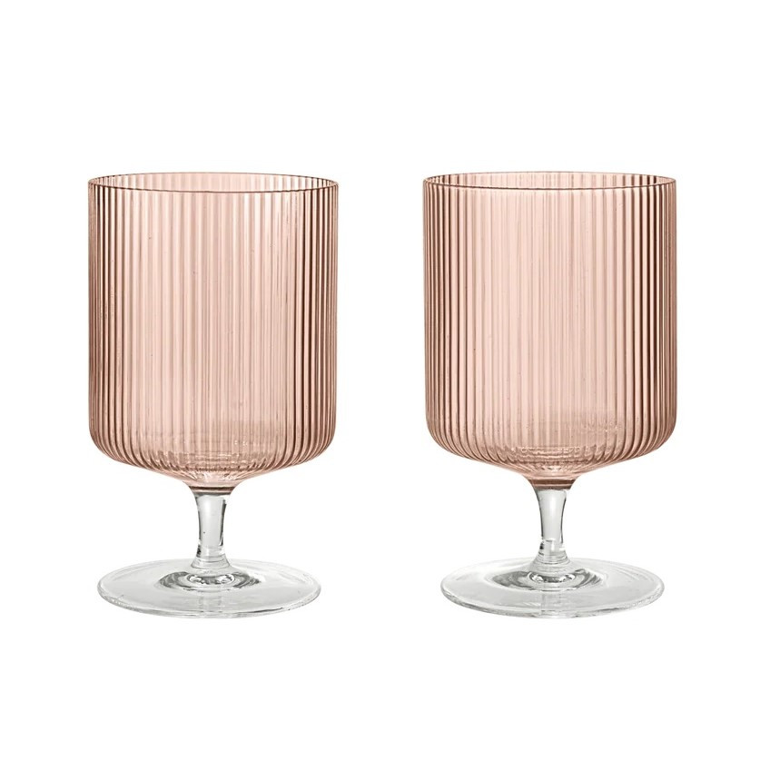 Kieliszki Do Wina Ripple 2 Szt. Różowe Ferm Living