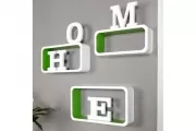 PÓŁKI CUBE MINI - 3 ELEMENTY BIAŁO-ZIELONE