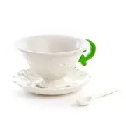FILIŻANKA DO HERBATY ZE SPODKIEM I ŁYŻECZKĄ I-TEA ZIELONA SELETTI