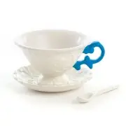 FILIŻANKA DO HERBATY ZE SPODKIEM I ŁYŻECZKĄ I-TEA NIEBIESKA SELETTI