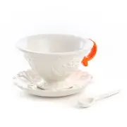 FILIŻANKA DO HERBATY ZE SPODKIEM I ŁYŻECZKĄ I-TEA POMARAŃCZOWA SELETTI