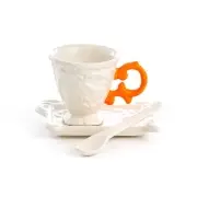 FILIŻANKA DO KAWY ZE SPODKIEM I ŁYŻECZKĄ I-COFFEE POMARAŃCZOWA SELETTI