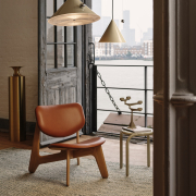Fotel Slab naturalny dąb, koniakowa skóra Tom Dixon
