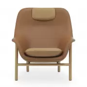 Fotel Drape wysoki Ultra Leather dąb Normann Copenhagen