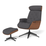 Fotel Wypoczynkowy Volden High Anthracite Grey Z Podnóżkiem Flexlux