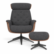Fotel Wypoczynkowy Volden High Anthracite Grey Z Podnóżkiem Flexlux