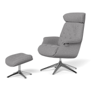 Fotel Wypoczynkowy Volden High z podnóżkiem Soft Grey Flexlux