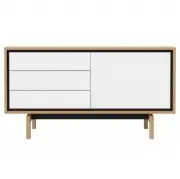 KOMODA FLOOW 136 CM DĄB OLEJOWANY - BIAŁY LAMINAT BOLIA