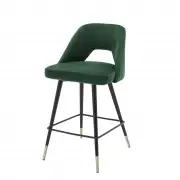 Krzesło Barowe Avorio Zielone Velvet H;90 Cm Eichholtz