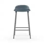 KRZESŁO BAROWE FORM CHROMOWANA PODSTAWA NIEBIESKIE NORMANN COPENHAGEN