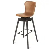 Krzesło Barowe Shell Grey Oak-Brandy Leather H-105 Cm Mater
