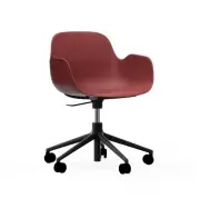 Krzesło Biurowe Form Z Podłokietnikami Czarna Podstawa Czerwone Normann Copenhag