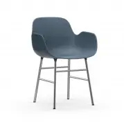 Krzesło Form Z Podłokietnikami Chromowana Podstawa Niebieskie Normann