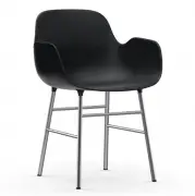 Krzesło Form Z Podłokietnikami Chromowana Podstawa Czarne Normann