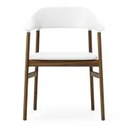 KRZESŁO HERIT Z PODŁOKIETNIKAMI CIEMNY DĄB SKÓRZANE BIAŁE NORMANN COPENHAGEN