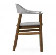 KRZESŁO HERIT Z PODŁOKIETNIKAMI CIEMNY DĄB SKÓRZANE szare NORMANN COPENHAGEN