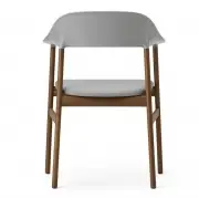 KRZESŁO HERIT Z PODŁOKIETNIKAMI CIEMNY DĄB SKÓRZANE szare NORMANN COPENHAGEN