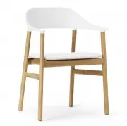 Krzesło Herit Z Podłokietnikami Jasny Dąb Skórzane Białe Normann Copenhagen