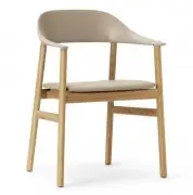 Krzesło Herit Z Podłokietnikami Jasny Dąb Skórzane Piaskowe Normann Copenhagen
