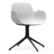 Krzesło Obrotowe Form Z Podłokietnikami Czarna Podstawa Białe Normann Copenhagen