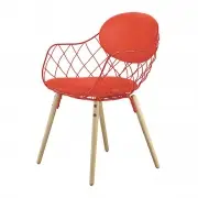 Krzesło Pina Tk. Steelcut 2 Nogi Naturalny Jesion Czerwone Magis