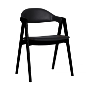 Krzesło Barrow czarny dąb czarna skóra