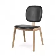 Krzesło Maron jasny dąb czarna skóra
