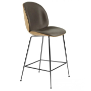 Krzesło barowe Beetle 108 cm fornir front skórzany szary Gubi
