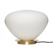 Lampa Stołowa Białe Szkło Mosiężna Podstawa Hubsch