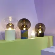 LAMPA STOŁOWA BOULE TRANSPARENTNA-SZARA-BIAŁA S PULPO