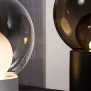 LAMPA STOŁOWA BOULE TRANSPARENTNA-SZARA-BIAŁA S PULPO