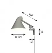 Lampa ścienna NJP krótkie ramię jasnoszara Louis Poulsen
