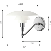 Lampa ścienna PH 3/2 z przewodem Louis Poulsen