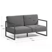 Sofa ogrodowa Comova 2 os. ciemnoszara kave home