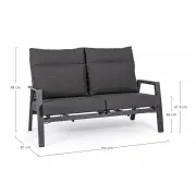 Sofa ogrodowa Kledi 2 os. antracytowa Bizzotto
