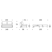 Sofa rozkładana Cubed 140 cm dąb Elegance red Innovation