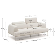 Sofa z odchylanym zagłówkiem Aurum 2 os. ecru Kave Home
