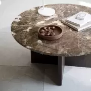Stolik kawowy Brooksville okrągły brązowy marmur Rowico