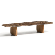 Stolik kawowy Pirita blat marmur - podstawa naturalny dąb kave home