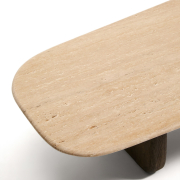 Stolik kawowy Pirita blat trawertyn - podstawa ciemny dąb kave home