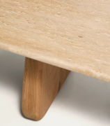 Stolik kawowy Pirita blat trawertyn - podstawa naturalny dąb kave home