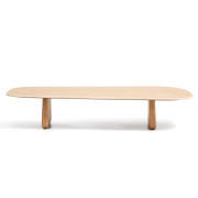 Stolik kawowy Pirita blat trawertyn - podstawa naturalny dąb kave home