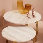 Stolik kawowy Tribus 80 cm Złoto/Trawertyn AYTM