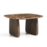 Stolik okazjonalny Pirita blat marmur - podstawa ciemny dąb kave home