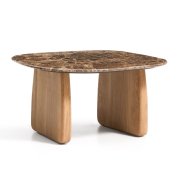 Stolik okazjonalny Pirita blat marmur - podstawa naturalny dąb kave home