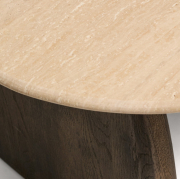 Stolik okazjonalny Pirita blat trawertyn - podstawa ciemny dąb kave home