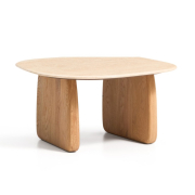 Stolik okazjonalny Pirita blat trawertyn - podstawa naturalny dąb kave home