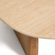 Stolik okazjonalny Pirita blat trawertyn - podstawa naturalny dąb kave home