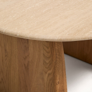 Stolik okazjonalny Pirita blat trawertyn - podstawa naturalny dąb kave home