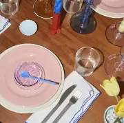 Talerz Spin różowe paski 2 szt. Hay